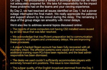 XinSaiEsports responds to chaos tournament
