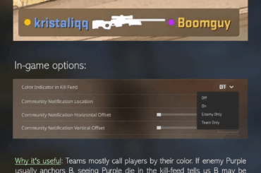 QoL suggestion: having an option to show player color dot in the kill-feed would be nice.