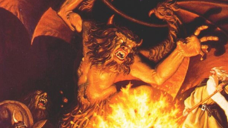 The Balrog fights Gandalf on the cover art for "J.R.R. Tolkien's The Lord of the Rings Vol. 1" (1990)