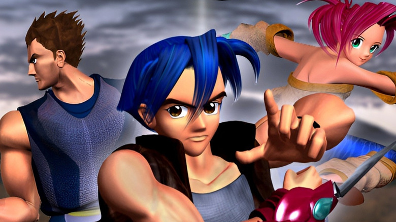 Vahn, Noa, and Gala stand together on the cover art for 