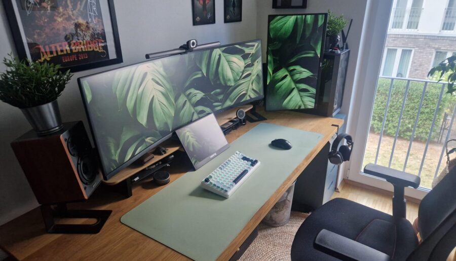 My WFH setup — not 100% happy with it yet, looking for improvement ideas