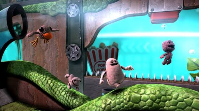 Sackboy jumping through map in 