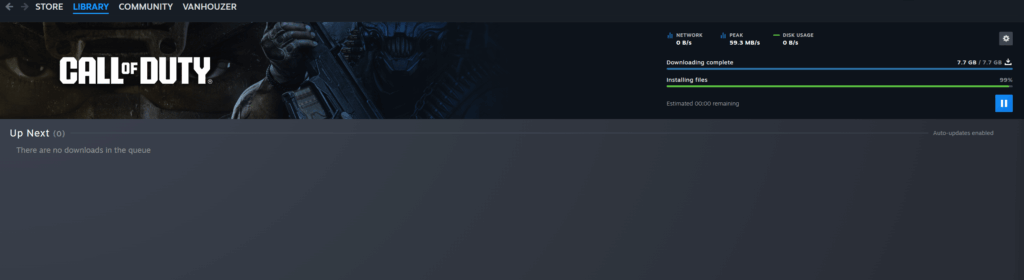 CALL OF DUTY Steam Updates are getting stuck at 99% lately [COD]