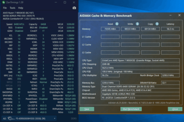 Think this is about as tight as I'm getting it - 2x32gb DR, 6400cl26, 2200 FCLK, nitro 1/2/0 - AIDA 56.3ns latency - RamTestPro 15 hours pass