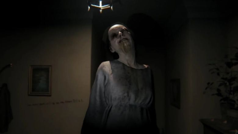 Ghost approaching player in hallway in 