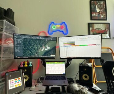finally got the dual monitor thing going, cat approves i think