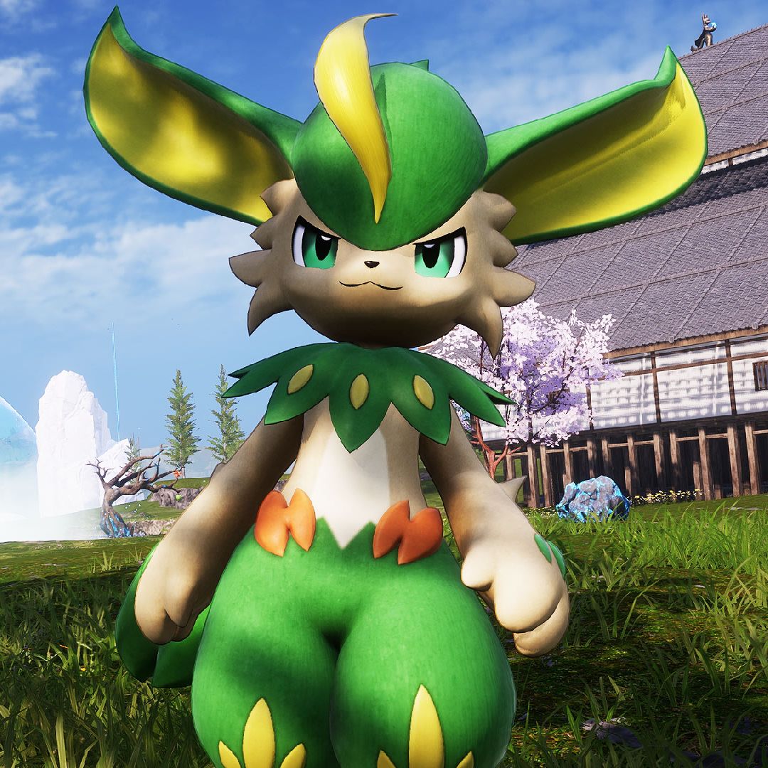 Palworld - Verdash, a green bipedal bunny pal.