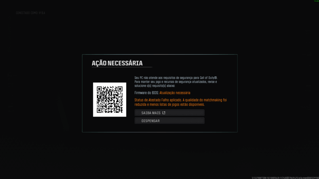 [COD] BIOS Updated, but Security Requirement Error Still Persists