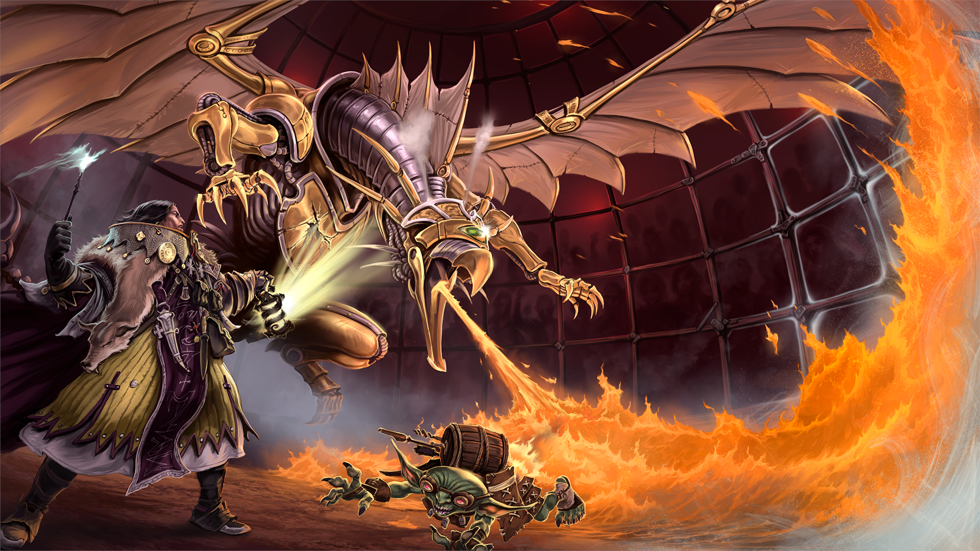 Pathfinder 2e creators Paizo end partnership with Archives of Nethys, which offers most of the D&D alternative’s ruleset for free A blistering combat ensues in a cage arena, with a giant metal hawk spewing great gouts of fire at a fleeing goblin in Pathfinder 2e.