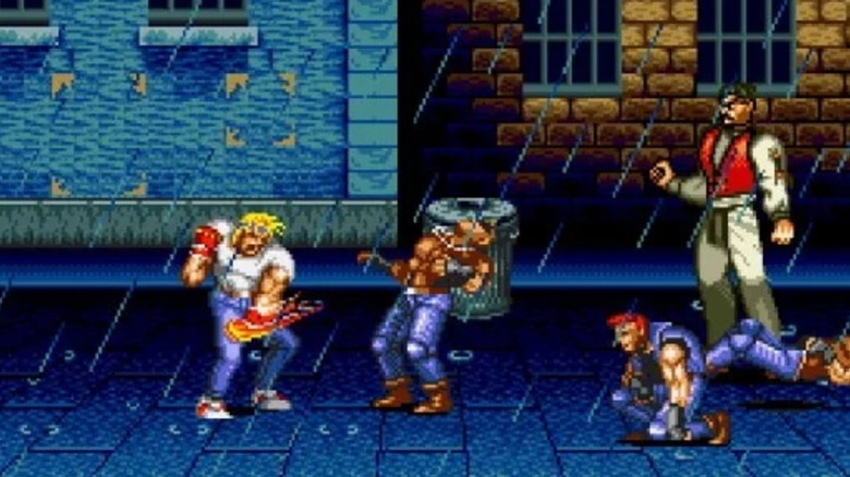 Axel Stone punches a crook in Streets of Rage 2