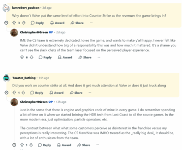 Retired Valve employee about Counter-Strike development team
