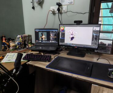 This is my setup to draw for pennies and and streaming, I also play games but the laptop is kind of falling behind so saving the goystation 5