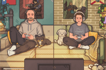 A client asked me to draw them playing Black Ops 4 together. Since they live apart, I drew each of them in their own room while sharing the same moment.
