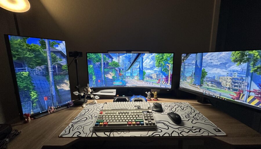 My work, gaming pc, PS5 & Switch 2 & content creation station.
