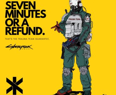“Seven minutes or a refund.” My Trauma Team poster inspired by Cyberpunk 2077 [OC]