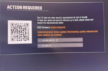 Bios update required