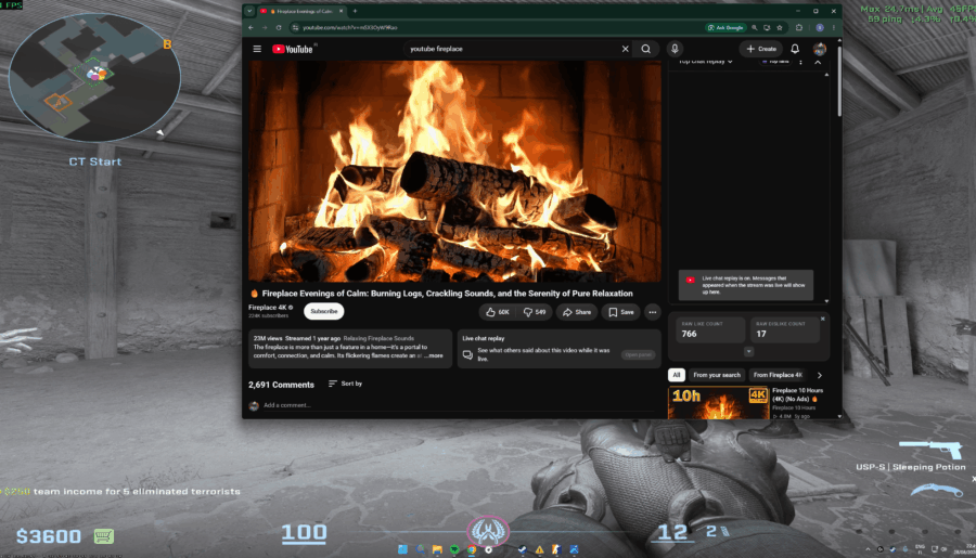 Game feels noticeably smoother with a youtube video playing in the background