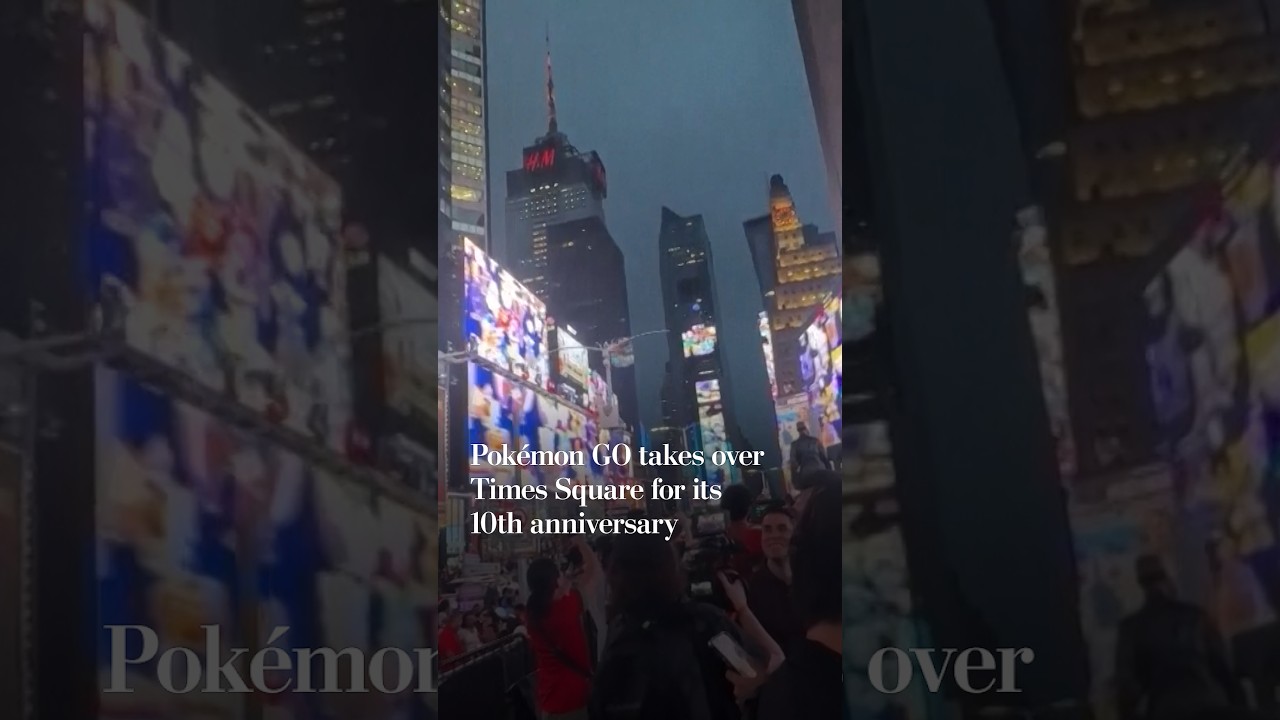 Pokémon GO takes over Times Square for its 10th anniversary - YouTube