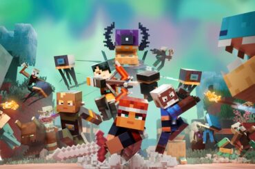 Valorie and her three friends with weapons drawn, charging towards the viewer. Mobs native to the Sift can be seen in both the foreground and the background.