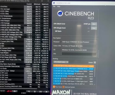 Rainy Day Manual OC testing 9950X3D 5.4ghz Linpack Results and Cinebench @1.22v