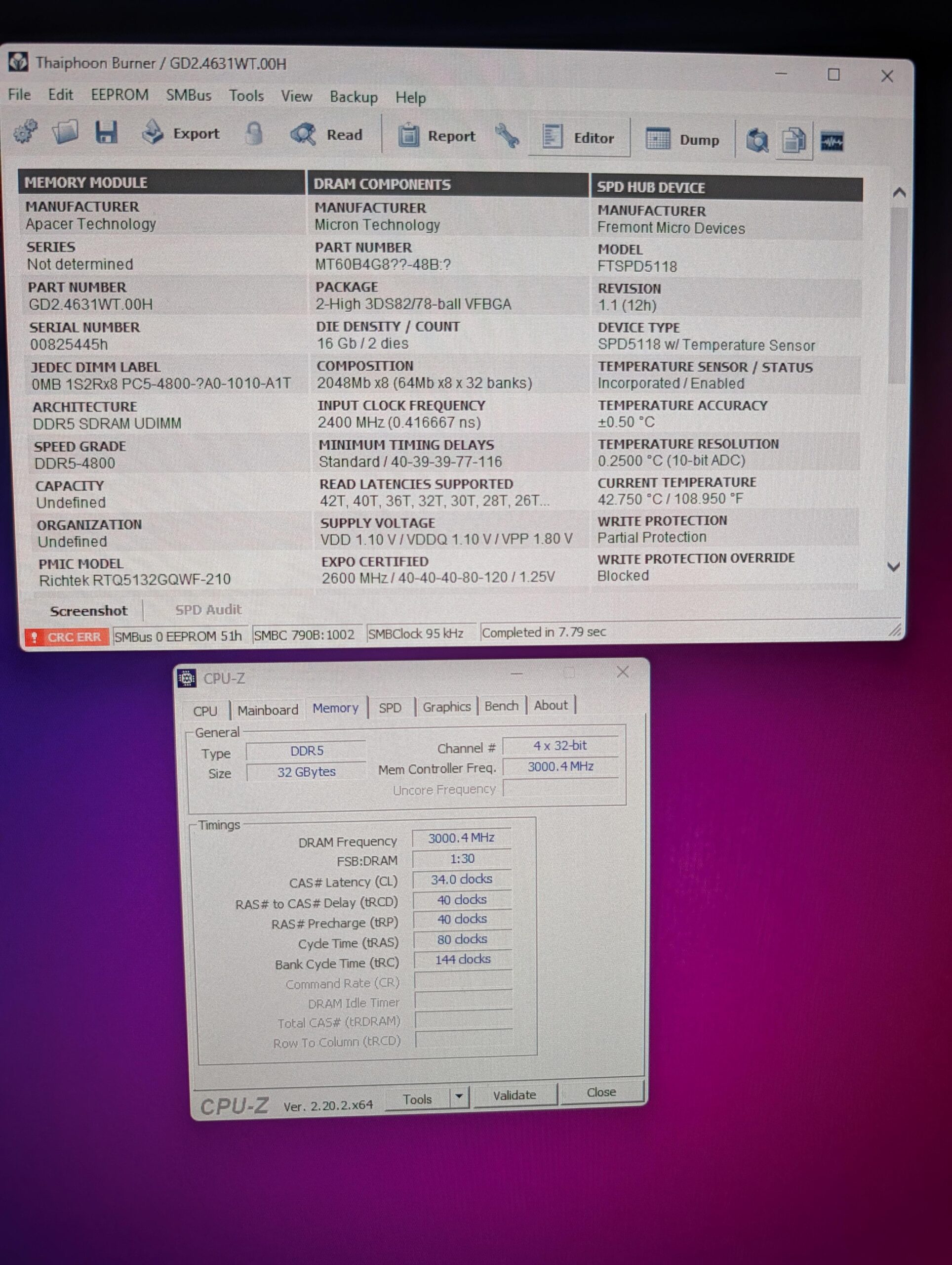 Apacer 32gb ddr5 5200 CL40 Apacer 32gb ddr5 5200 CL40