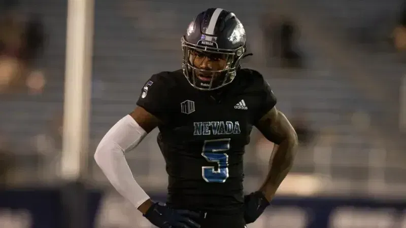 Dalevon Campbell rocks a black Nevada uniform with blue numbers and silver lining. (Nevada athletics)
