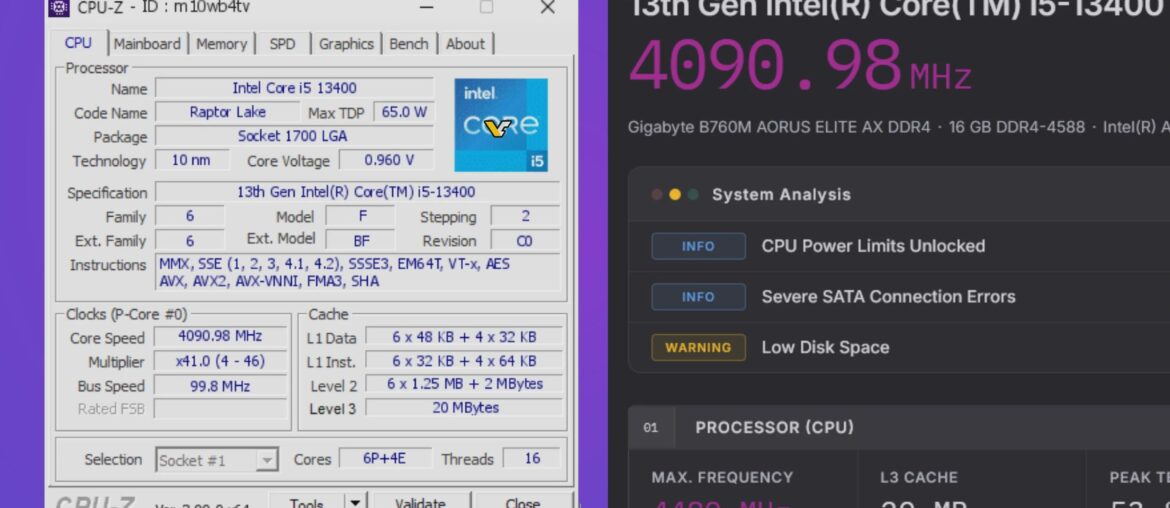 CPU-Z 3.01 released with new PC health checks and Validator V3