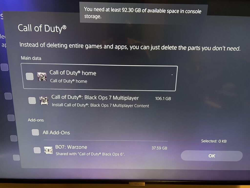 PS5 Storage Question [COD]