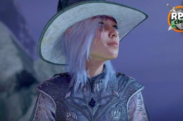 A sorcerer character in Baldur's Gate 3 looking to the left and smiling
