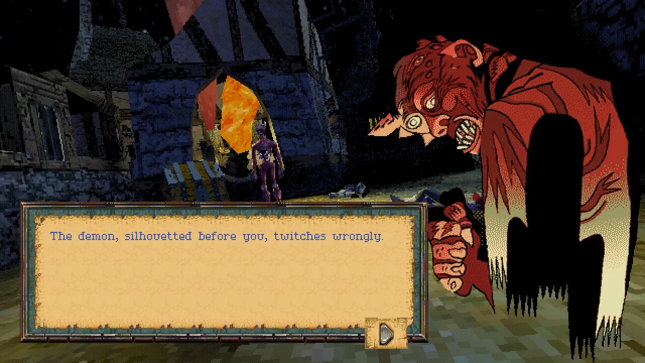 Screenshot of Entropy showing dialogue with a demon.