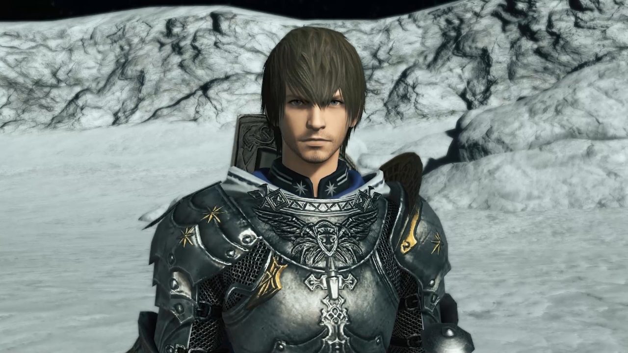 The Warrior of Light on the moon in Final Fantasy XIV: Endwalker.