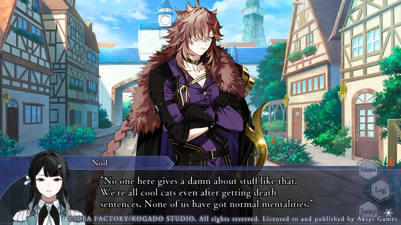 Noil telling Yuhiru how things are in Over Requiemz.