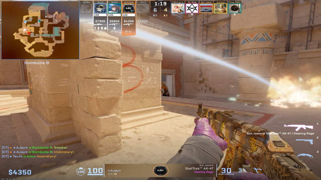 Teammate hits a quick eco spraydown into ace