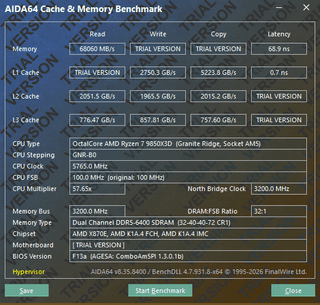 SK Hynix A 6400/C32 Overclock (Corsair Vengeance)