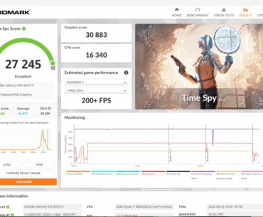 Ryazen 7 9800X3D + 5070TI HOF 3Dmark score