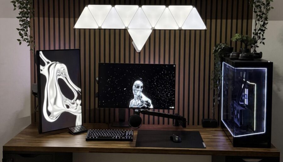 My cozy setup for work and gaming 🤍🖤