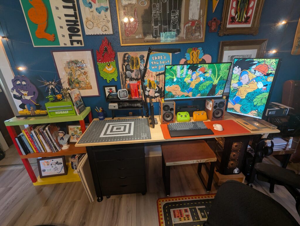 It might be an eye sore but it's mine and I love it. I built the desk and footstool