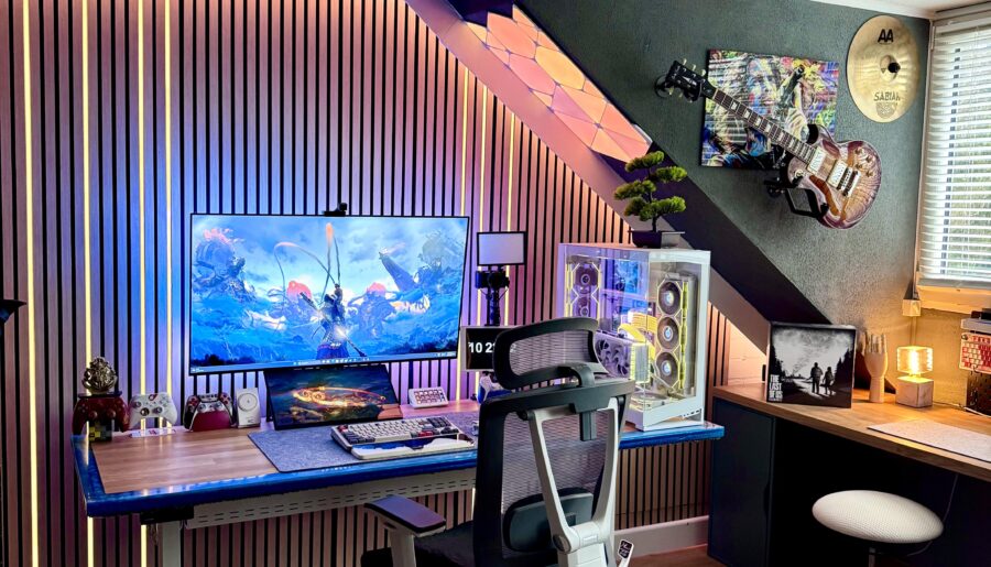 Turned a awkward attic corner into my dream setup.