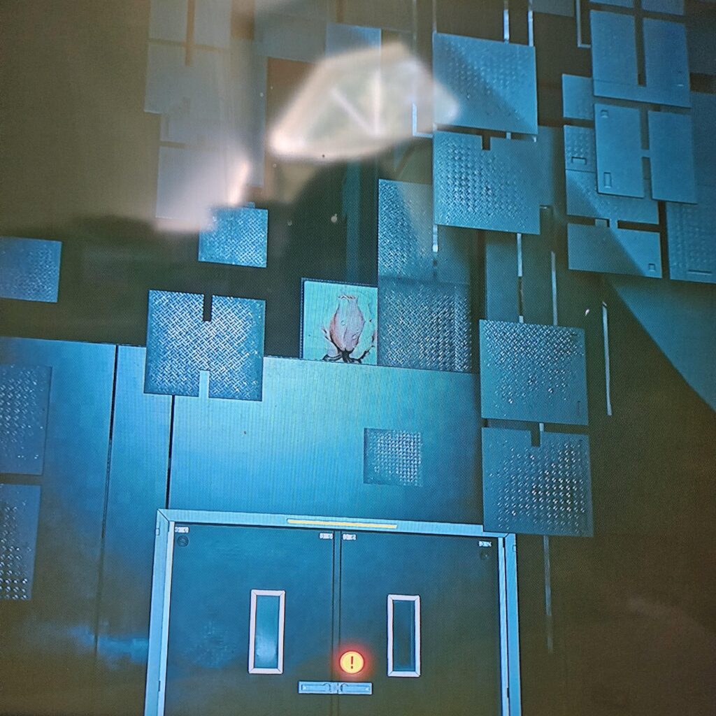 Why is there a picture of a flower in the militech training sim?