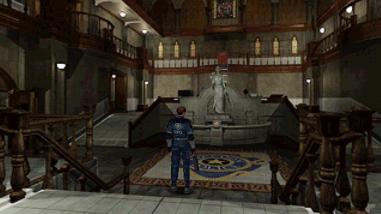 Leon S. Kennedy enters the police station in Resident Evil 2 (1998)