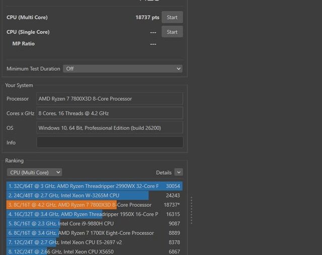7800X3D R23 score