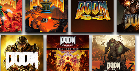 Seven artworks from the included games in The DOOM Anthology