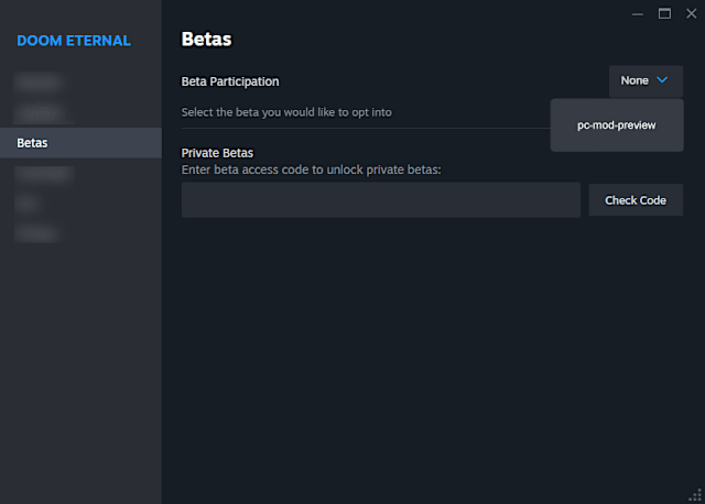 Steam PC Mod Preview opt-in