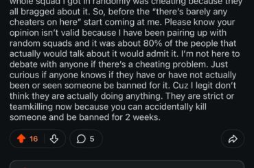 😂 go figure mods block my post bout nothing done about cheats
