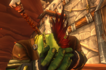 A crying orc in World of Warcraft: Forever.