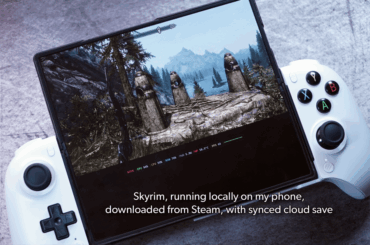 Skyrim running on a phone with a Bluetooth controller