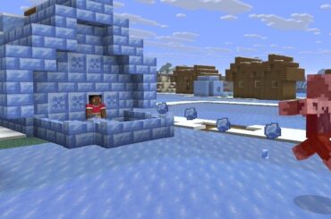 Zuri is throwing Ice Balls at a Frostibe from a Packed Ice Brick house