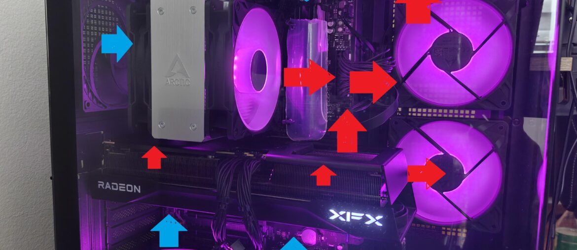 Experimenting with reversed airflow in a dual-chamber case to improve CPU and RAM temperatures